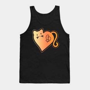 Heart Cat Monogram B in Orange Tank Top